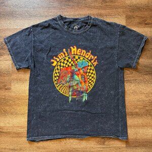 Jimi Hendrix Psychedelic Short Sleeve Medium Gray Rainbow Cotton Graphic T Shirt